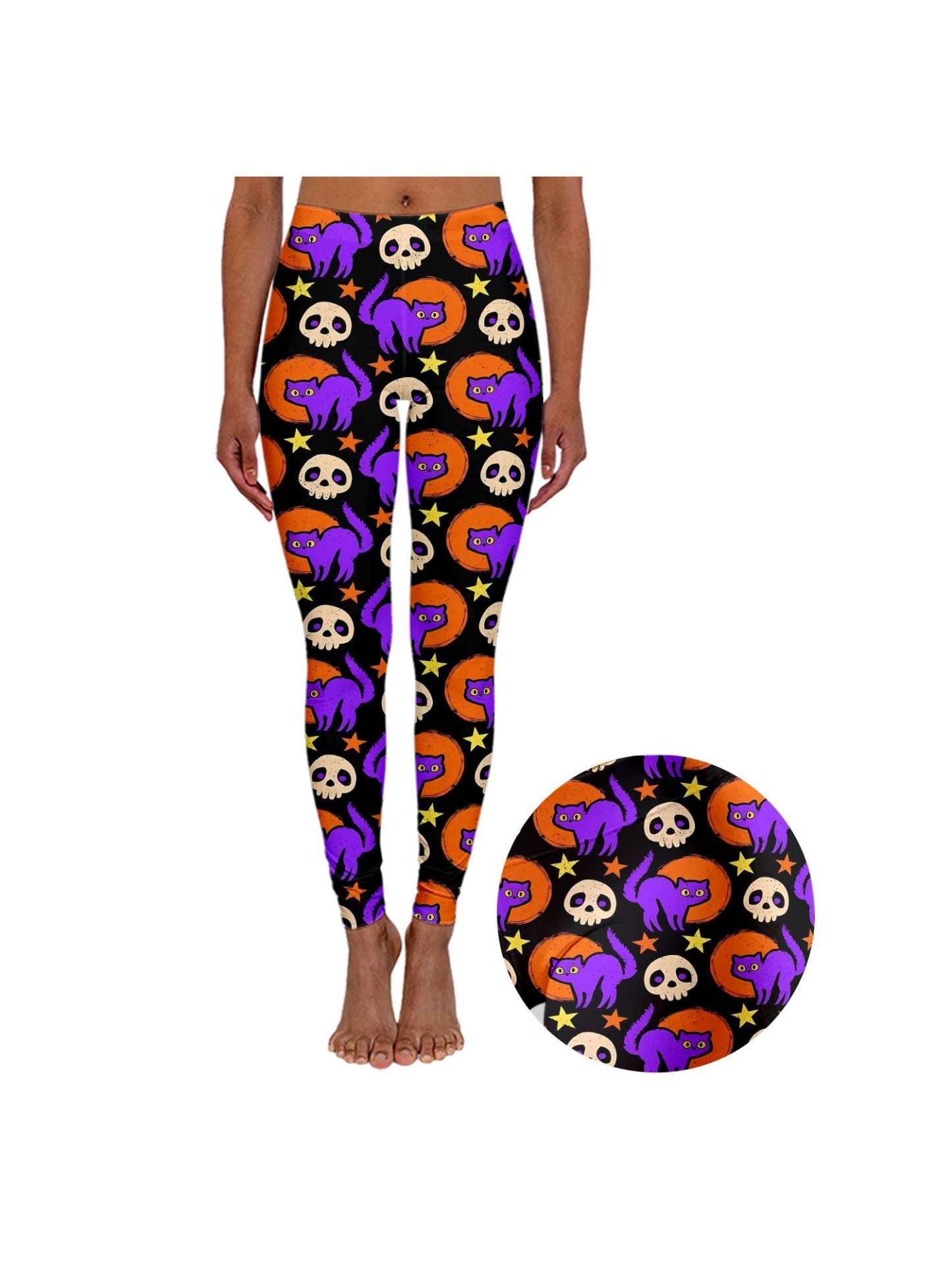 Skull And Cat Leggings-ClassyOutlaw Sale