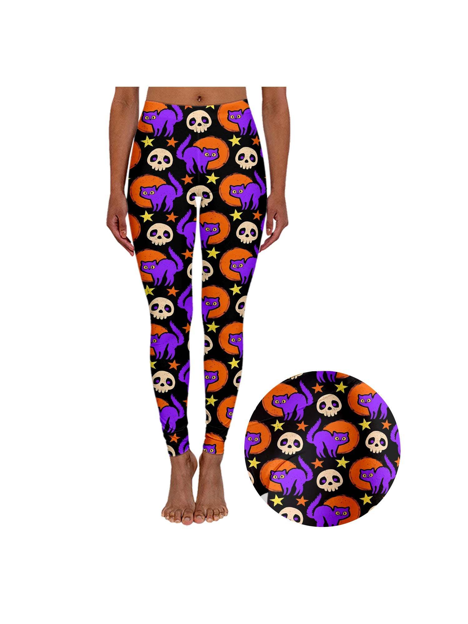 Skull And Cat Leggings-ClassyOutlaw Sale