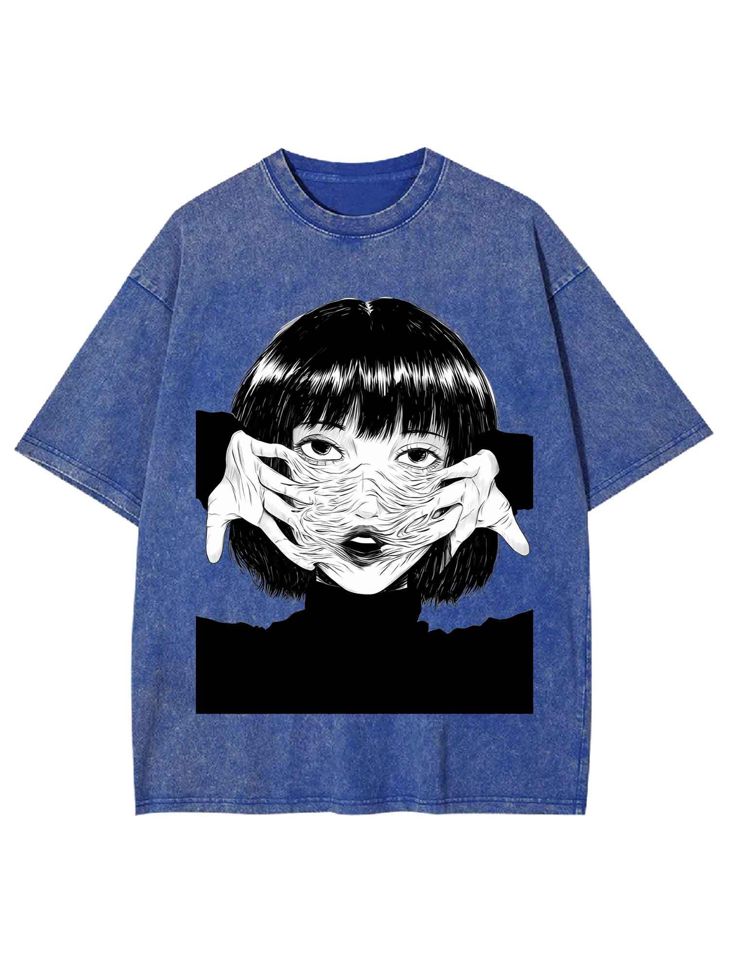 Human Skin Mask Washed Tshirt