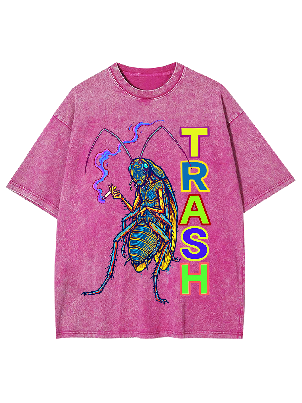 NEON ROACH TRASH TEXT WASHED TSHIRT