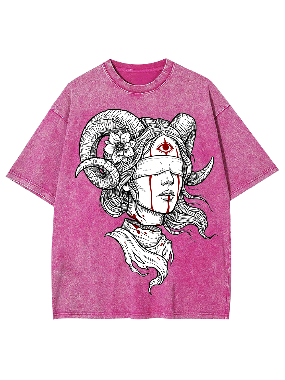 RAM HORN GIRL BLOODY NECK WASHED TSHIRT