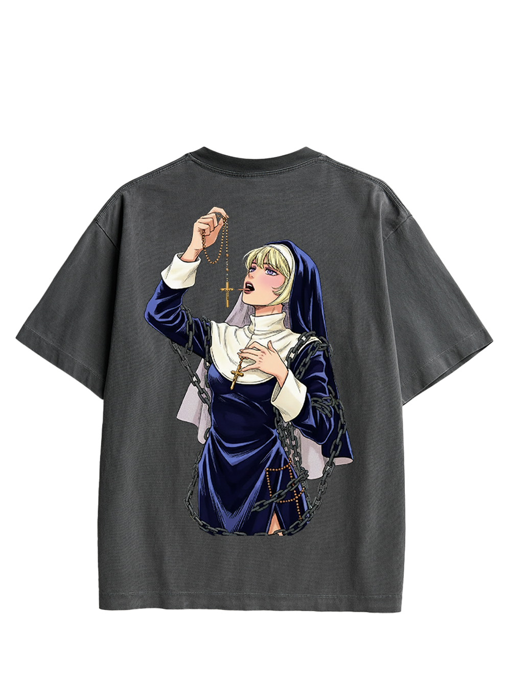 LICKING MANGA NUN DOUBLE SIDED PRINT WASHED TSHIRT