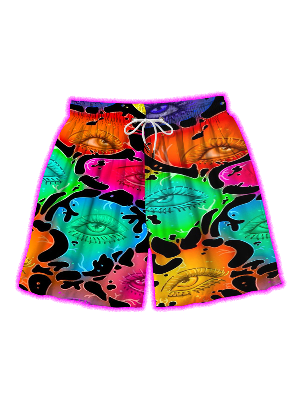 TRIPPY MULTICOLOR ALL-SEEING EYE ALL OVER PRINT SHORTS