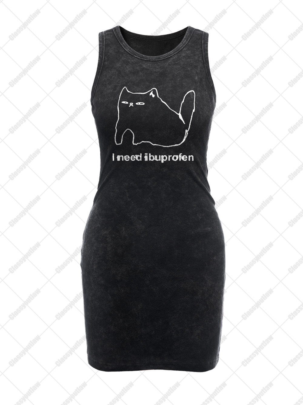 IBUPROFEN CAT VINTAGE BODYCON TANK DRESS