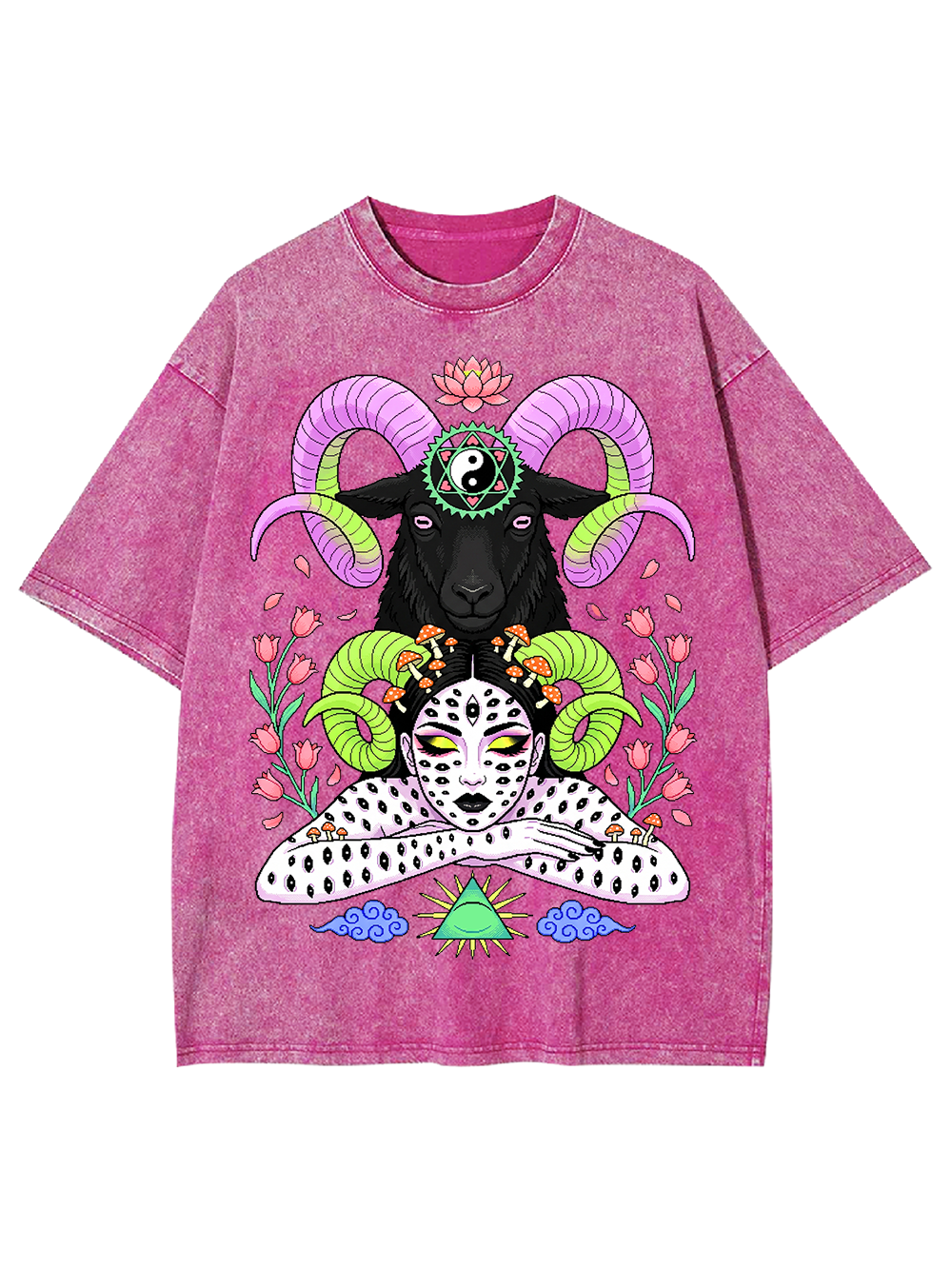 MYSTIC GOAT AND LEOPARD WASHED TSHIRT