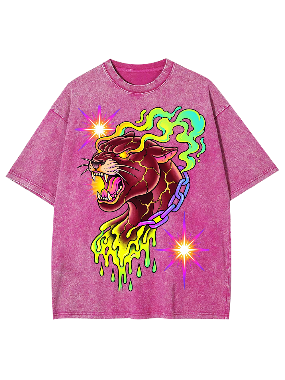 NEON FLAME PANTHER WASHED TSHIRT