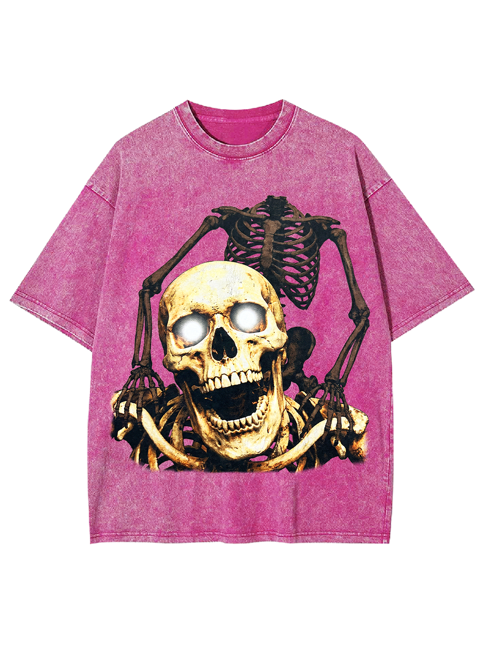 LAUGHING GLOWING SKULL WASHED TSHIRT