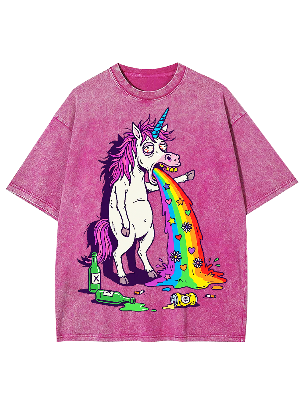 VOMITING RAINBOW UNICORN WASHED TSHIRT