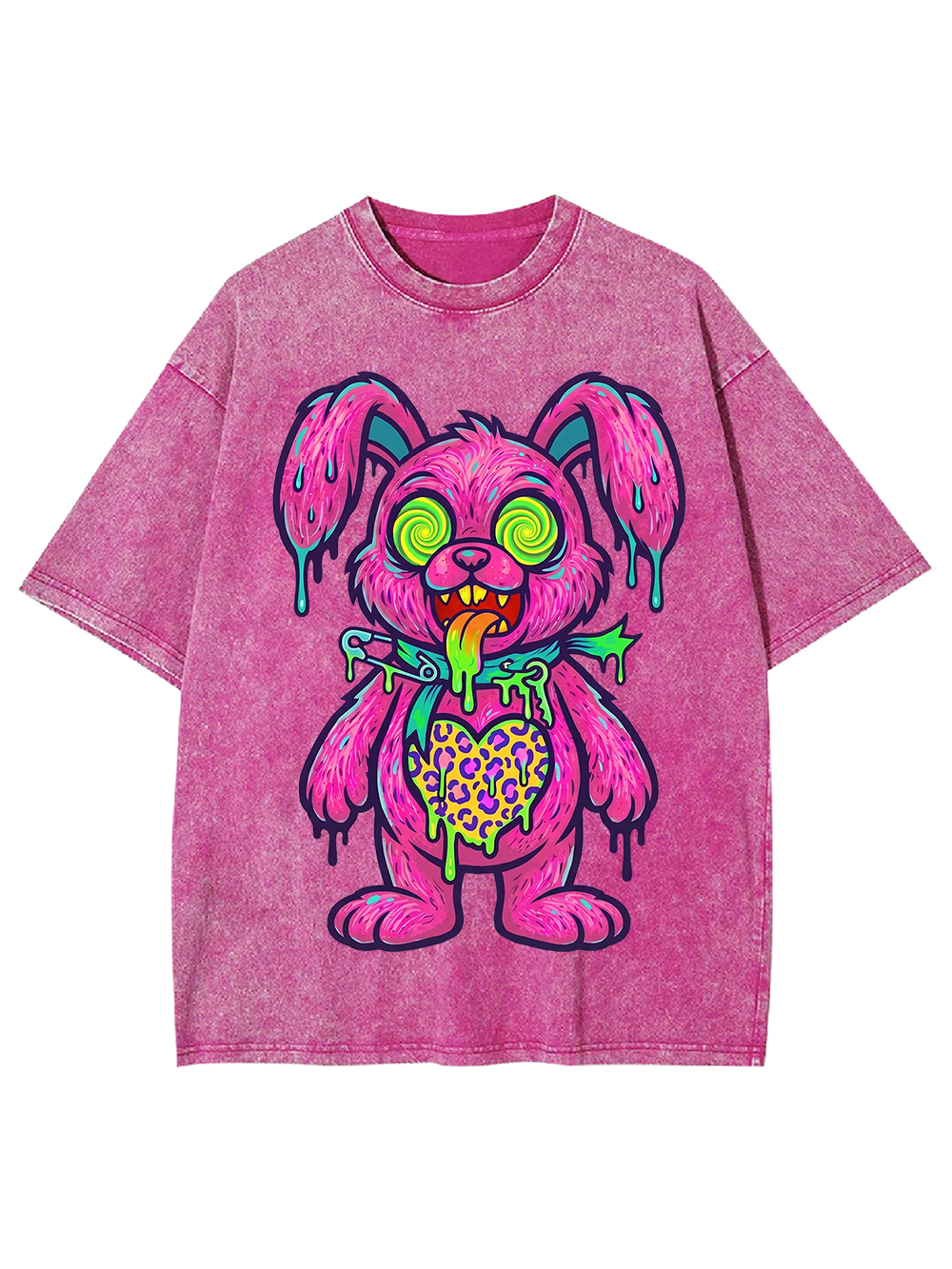 PSYCHEDELIC ZOMBIE BUNNY WASHED TSHIRT