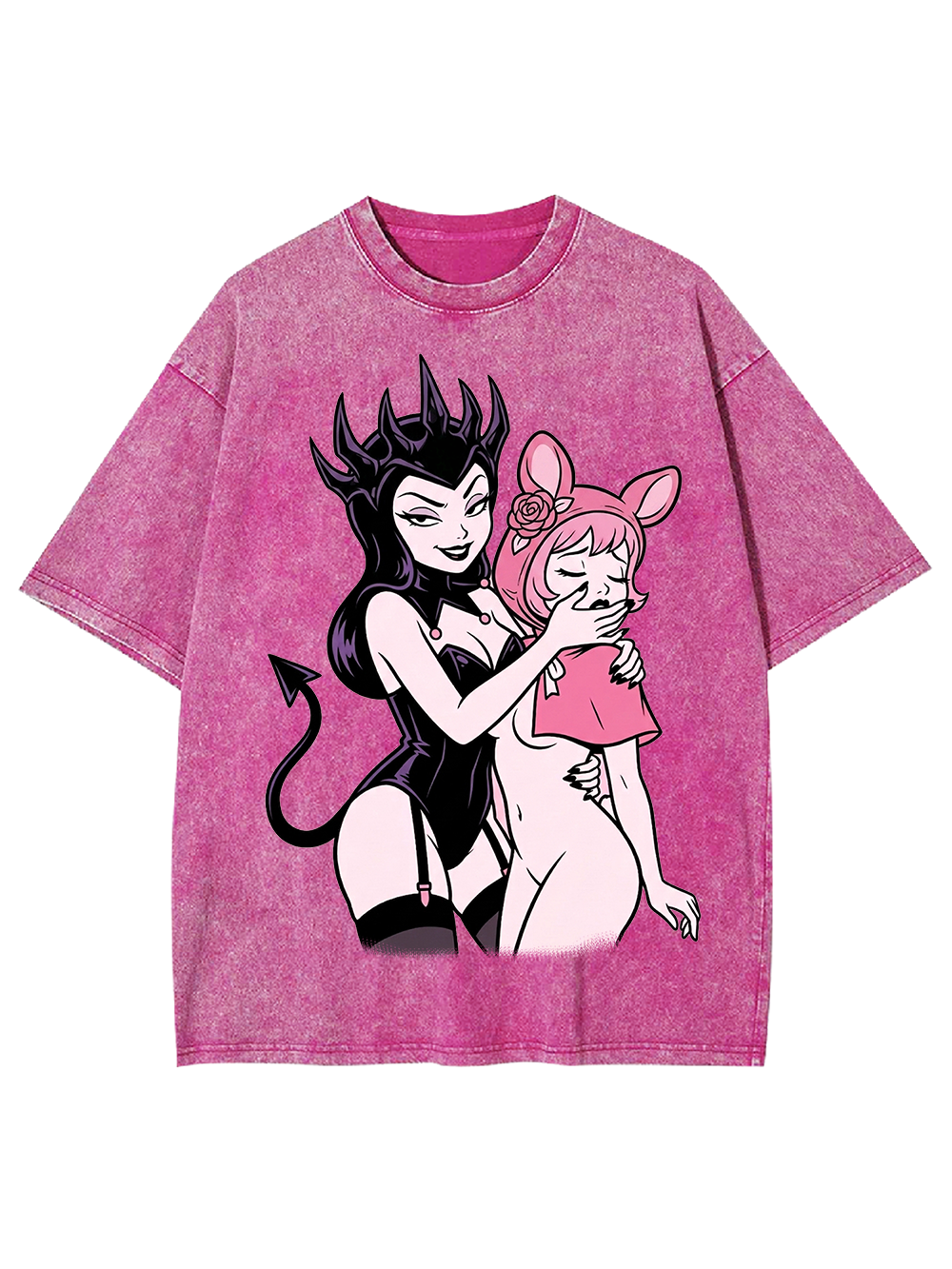 DEMON GIRL AND BUNNY GIRL WASHED TSHIRT