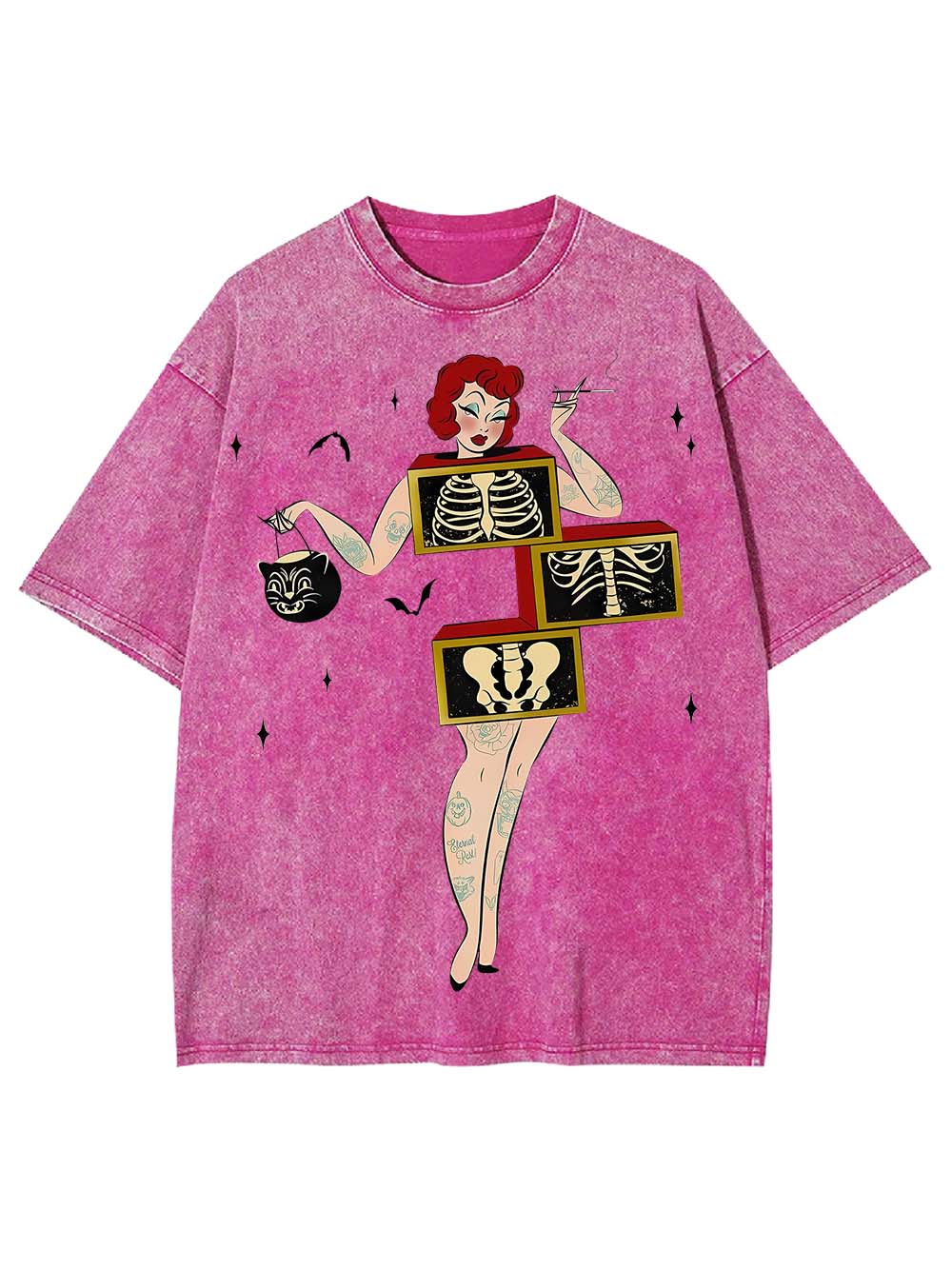 SKELETONS AND STYLE WASHED TSHIRT
