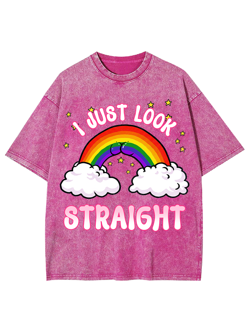 I JUST LOOK STRAIGHT AAA WASHED TSHIRT