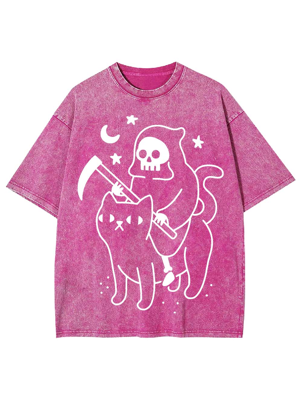 Grim Reaper's Cat Ride Washed Tshirt