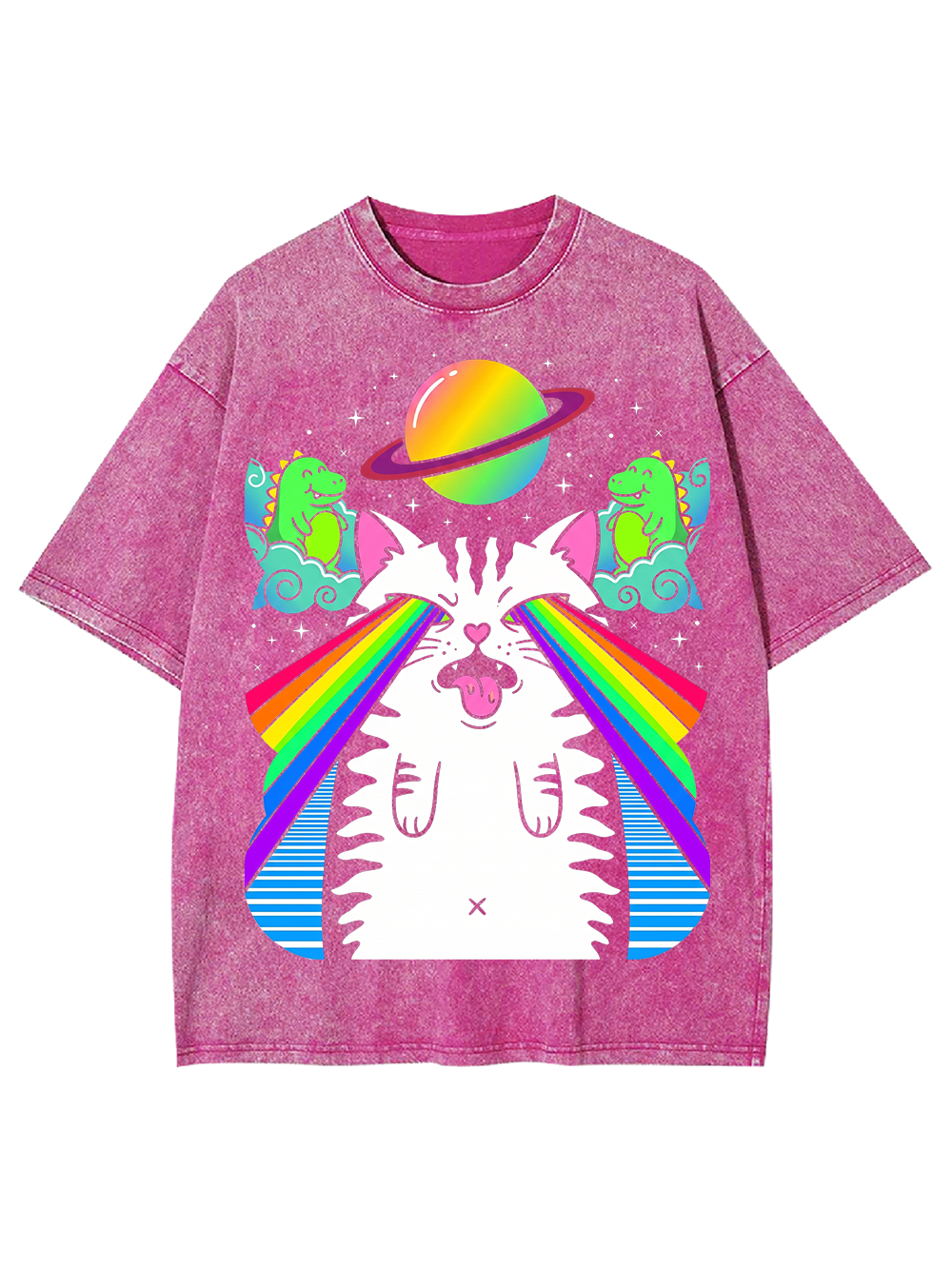 RAINBOW SPACE CAT AAA WASHED TSHIRT