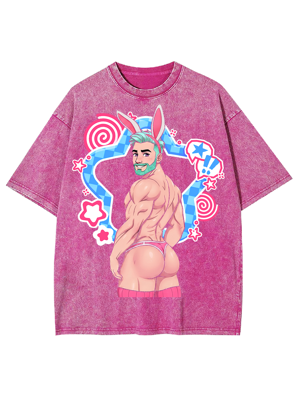 PINK BUNNY HUNK AAA WASHED TSHIRT