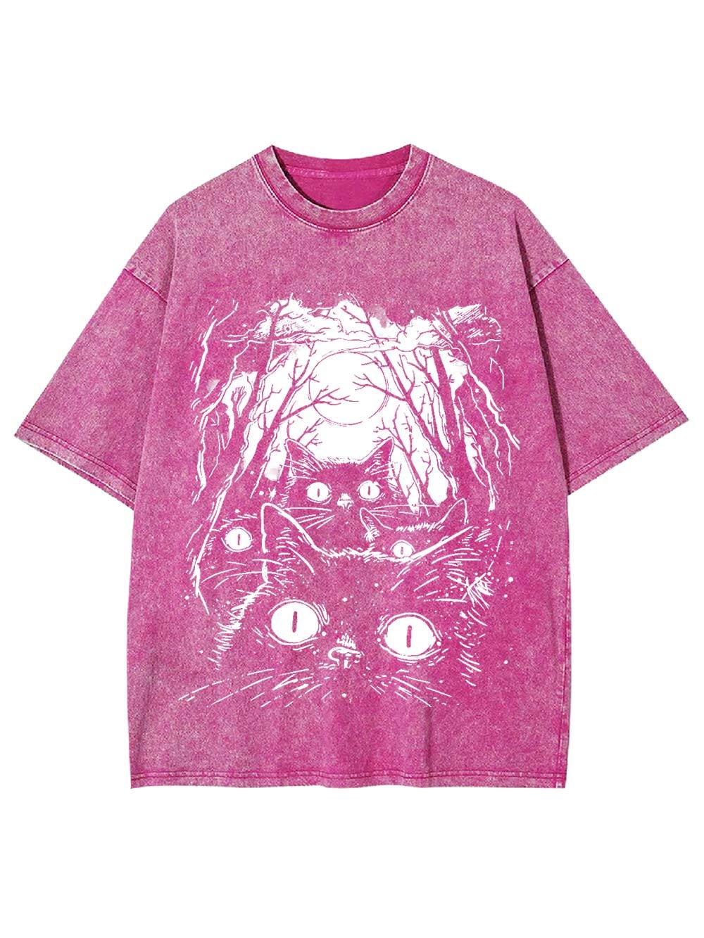 Moonlit Cat Gaze Washed Tshirt