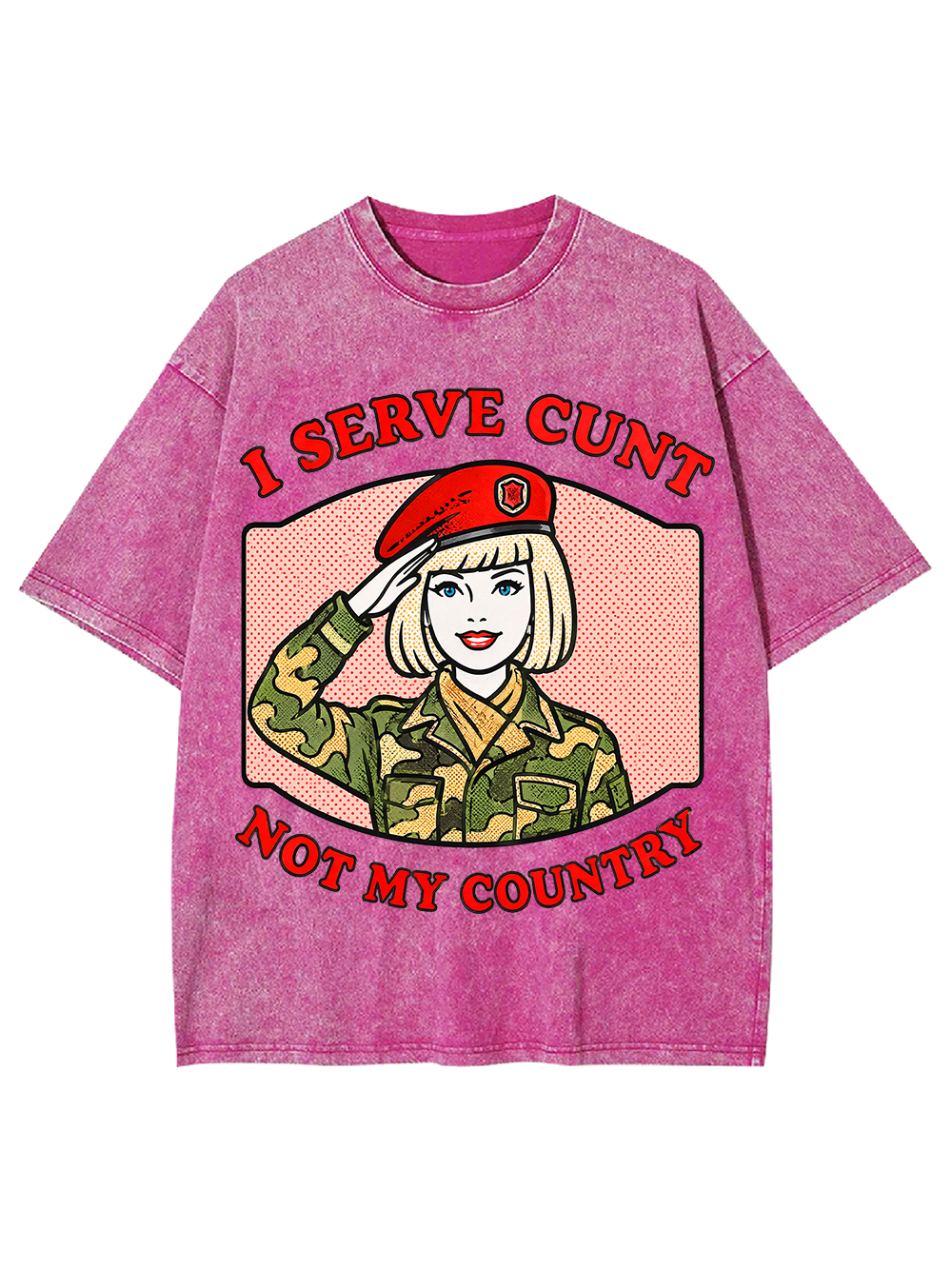 ARMY GIRL SLOGAN AAA WASHED TSHIRT