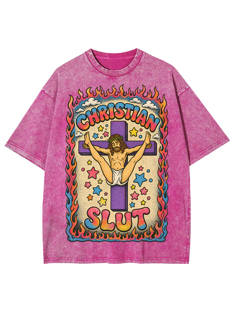 FLAMING CROSS SLUT AAA WASHED TSHIRT