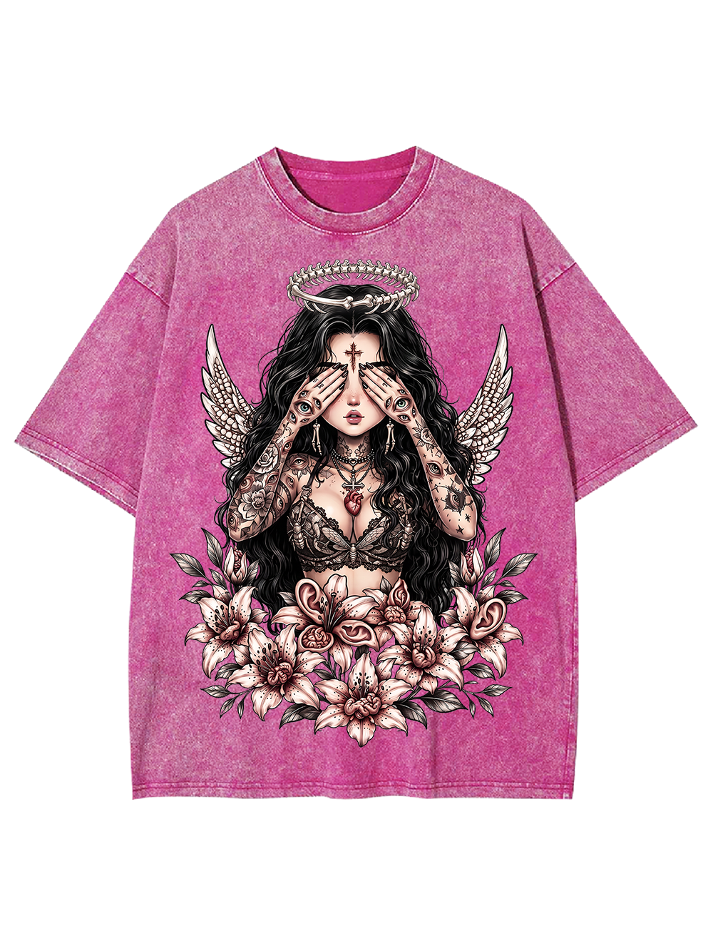 TATTOOED ANGEL BLOOM AAA WASHED TSHIRT