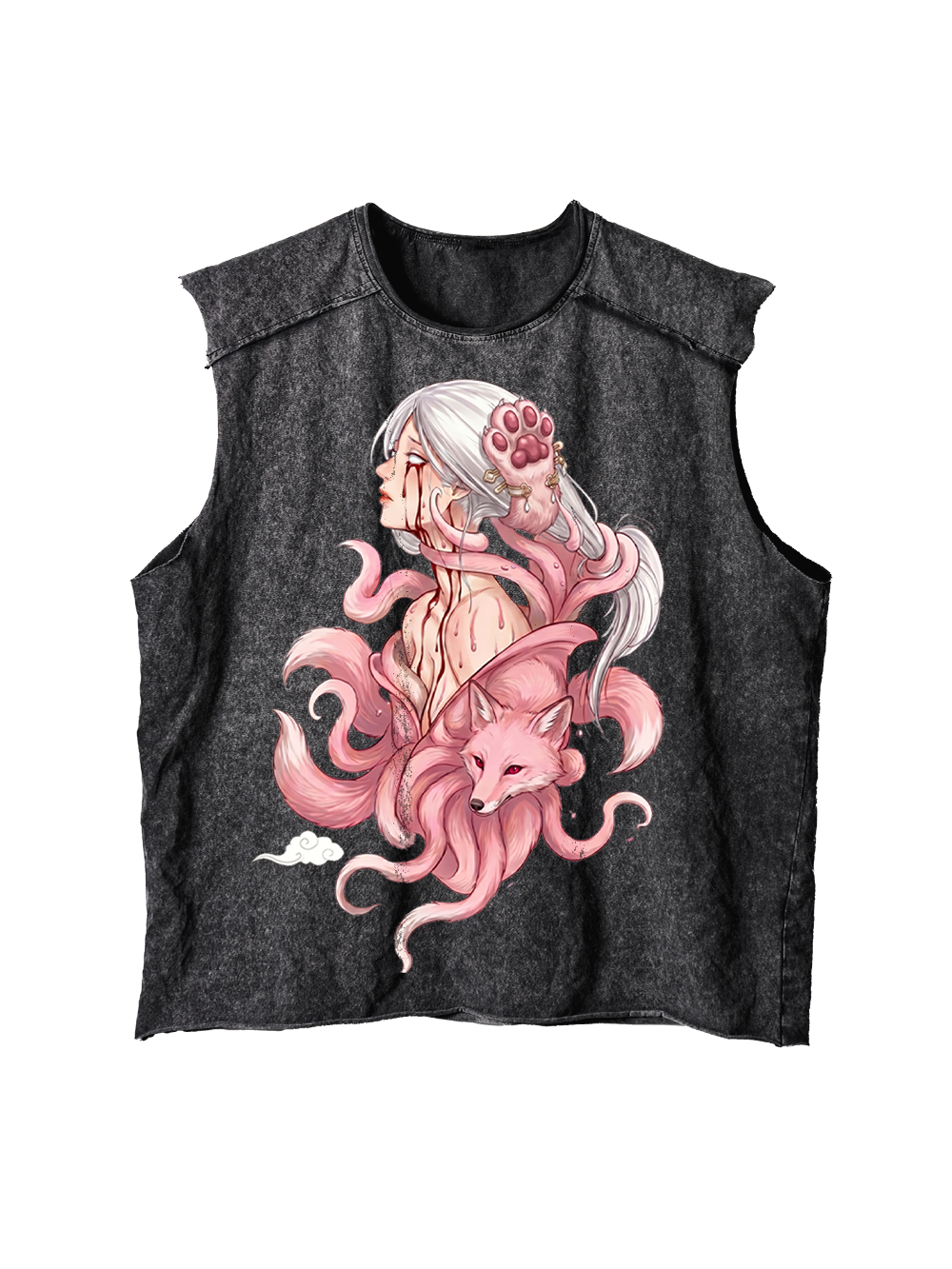 NINE-TAILED FOX GODDESS DISTRESSED TANK