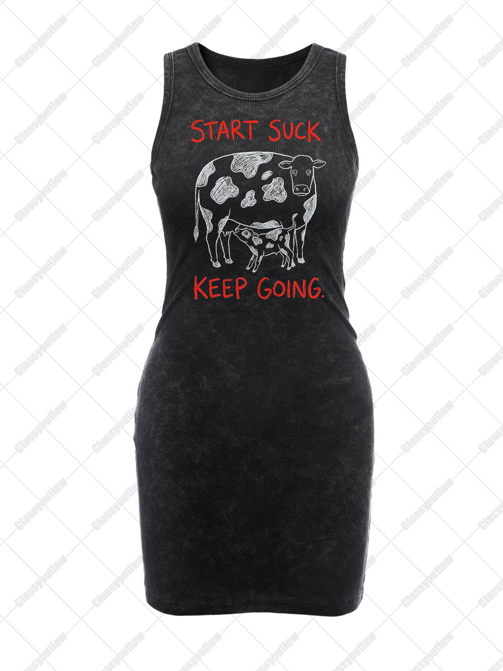 RAW COW VINTAGE BODYCON TANK DRESS