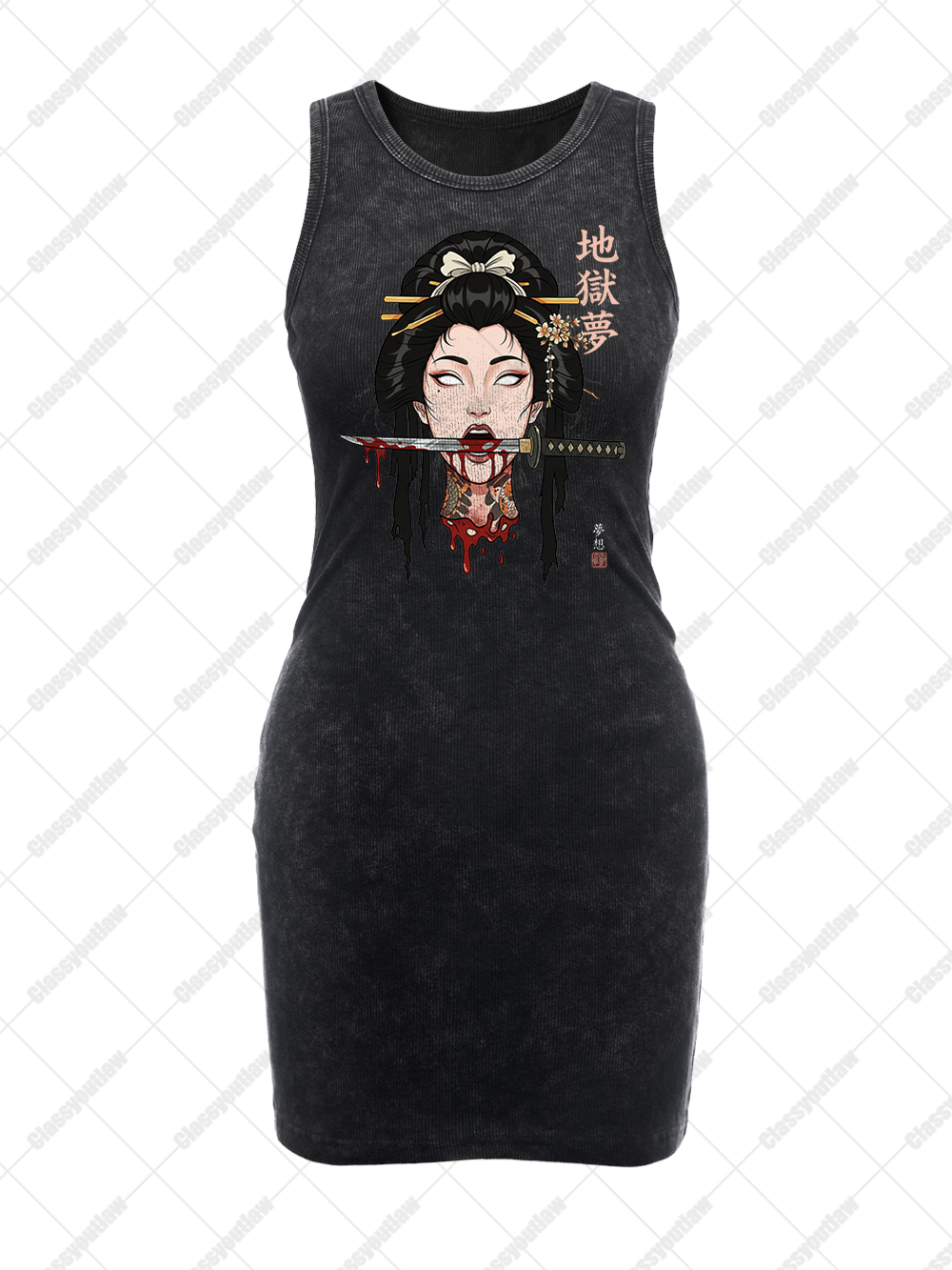 SAMURAI GEISHA VINTAGE BODYCON TANK DRESS