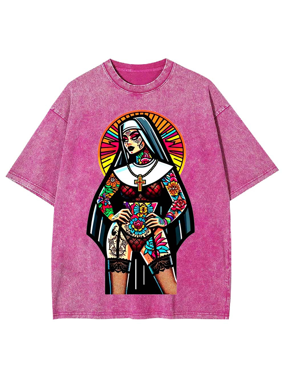 Tattooed Rebel Nun Washed Tshirt