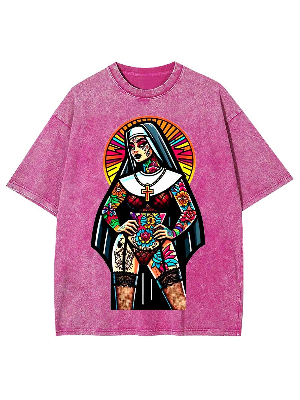Tattooed Rebel Nun Washed Tshirt