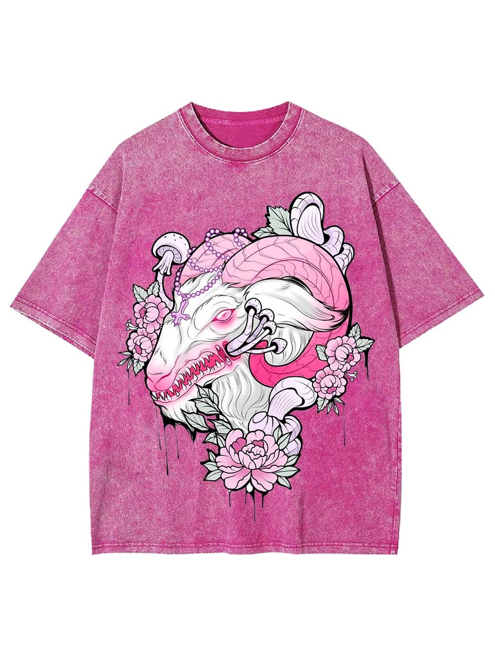 Floral Demon Majesty Washed Tshirt