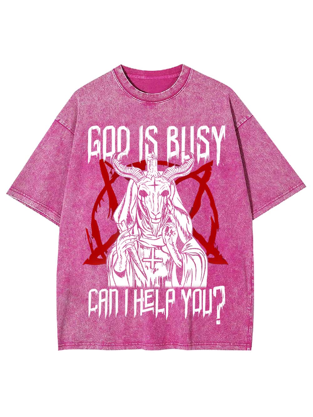 God Is Busy, Can I Help You? Washed Tshirt