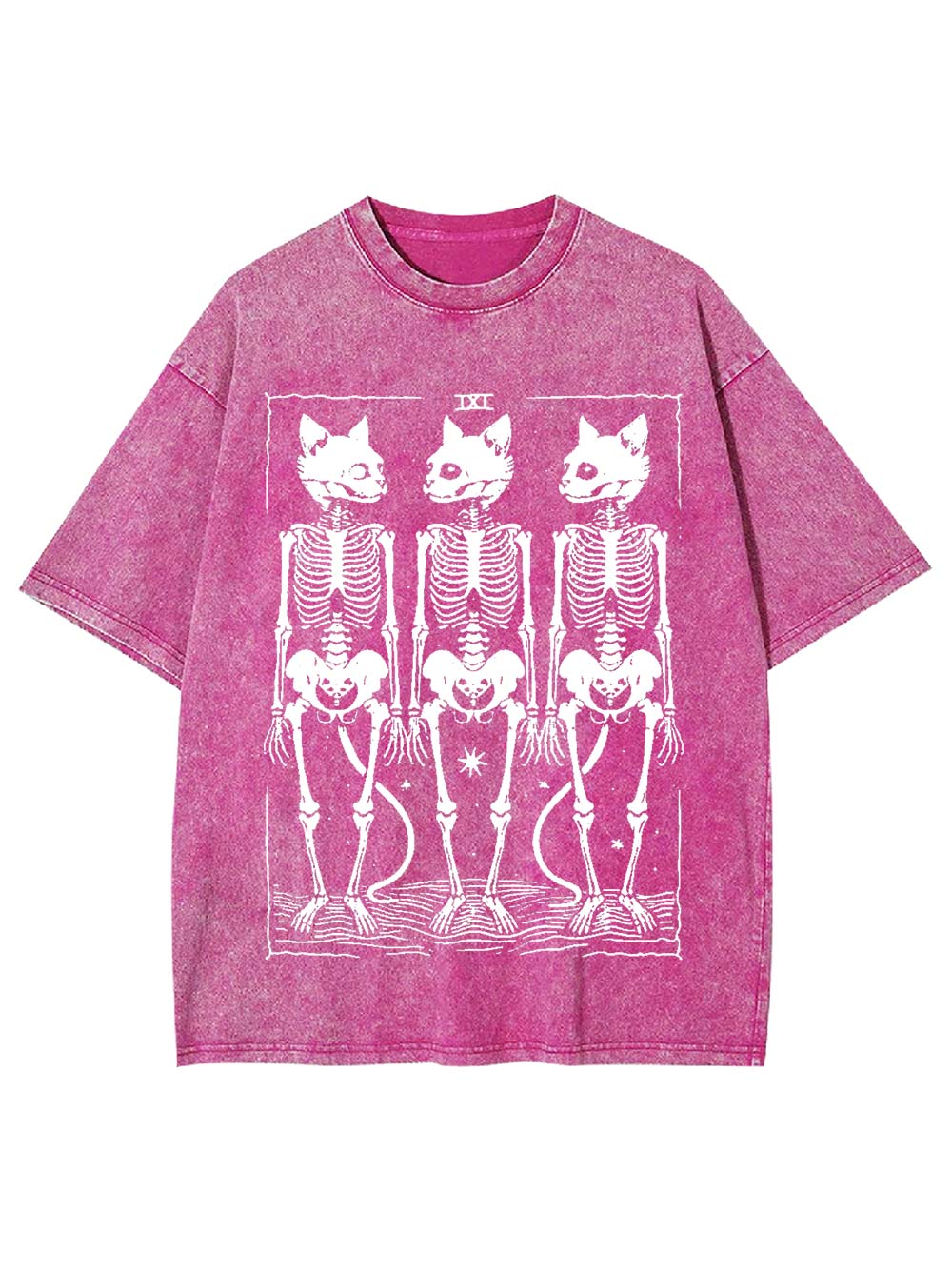 Feline Skeleton Trio Washed Tshirt