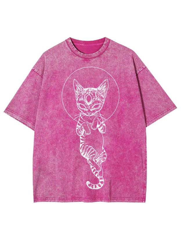 MYSTICAL THIRD-EYE CAT WASHED TSHIRT