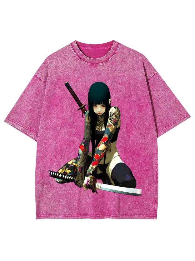 Tattooed Blade Warrior Washed Tshirt