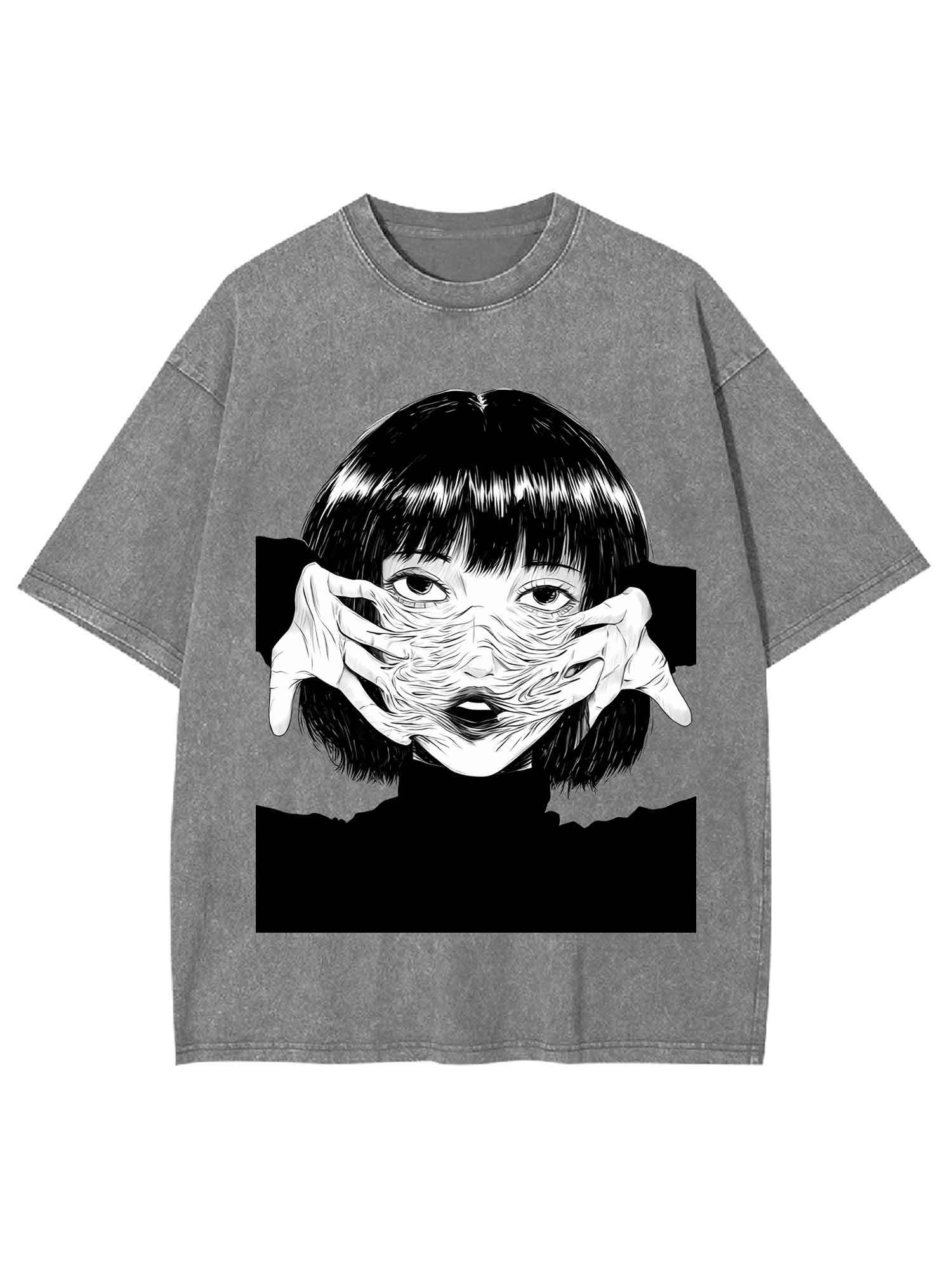 Human Skin Mask Washed Tshirt