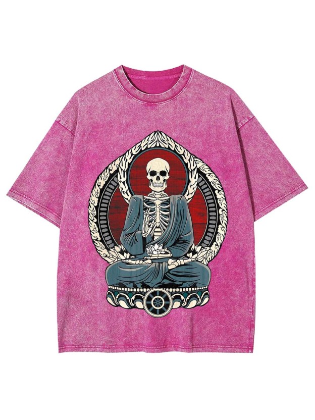 Skeleton Buddha Serenity Washed Tshirt