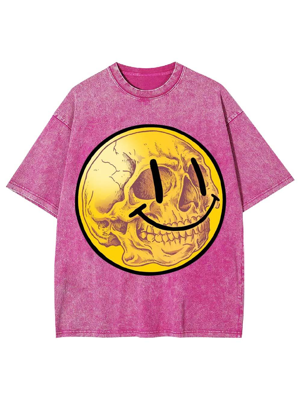 Smiling Skull Face Washed Tshirt