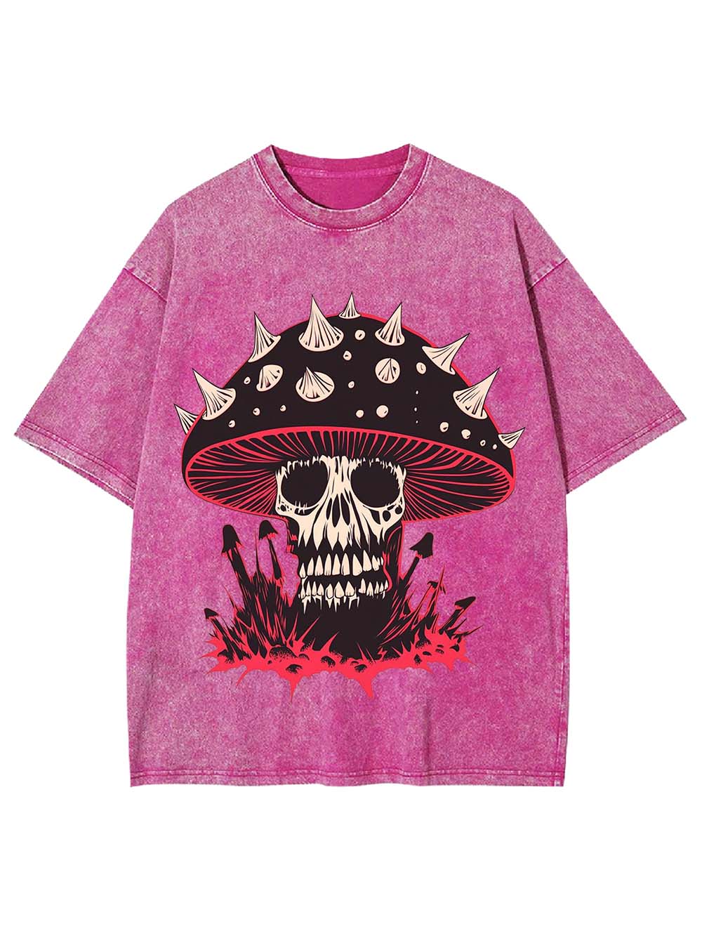 Punk Mushroom Skull Washed Tshirt