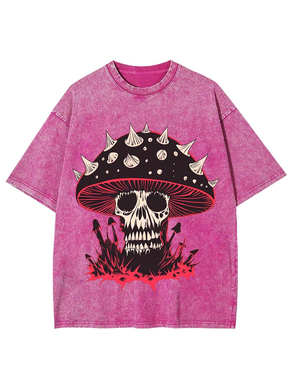 Punk Mushroom Skull Washed Tshirt