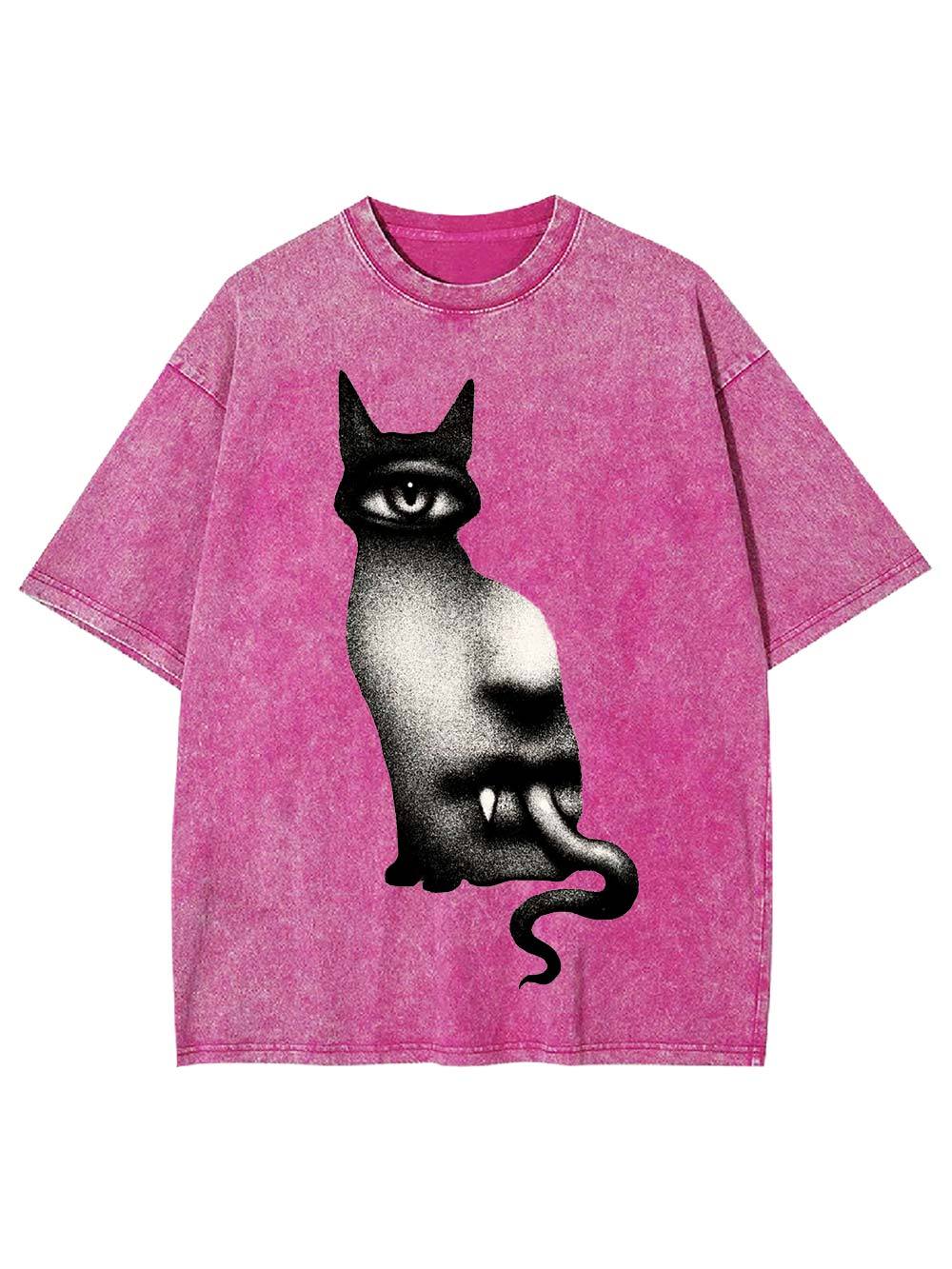 Surreal Feline Vision Washed Tshirt-ClassyOutlaw Sale
