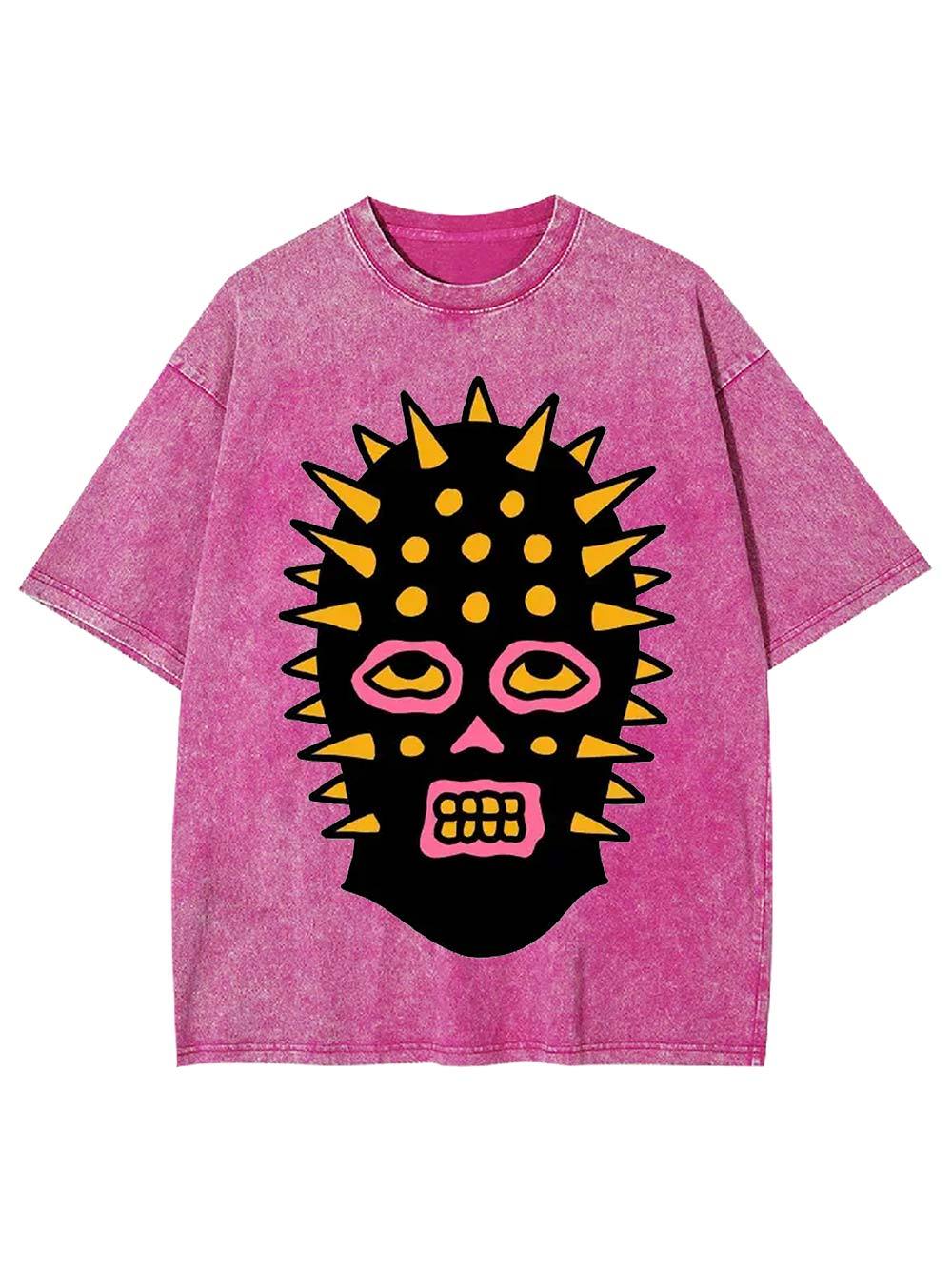 Spiked Mask Washed Tshirt-ClassyOutlaw Sale