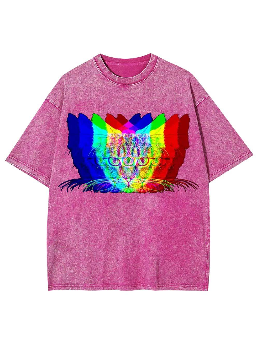 Trippy Cat Vision Washed Tshirt