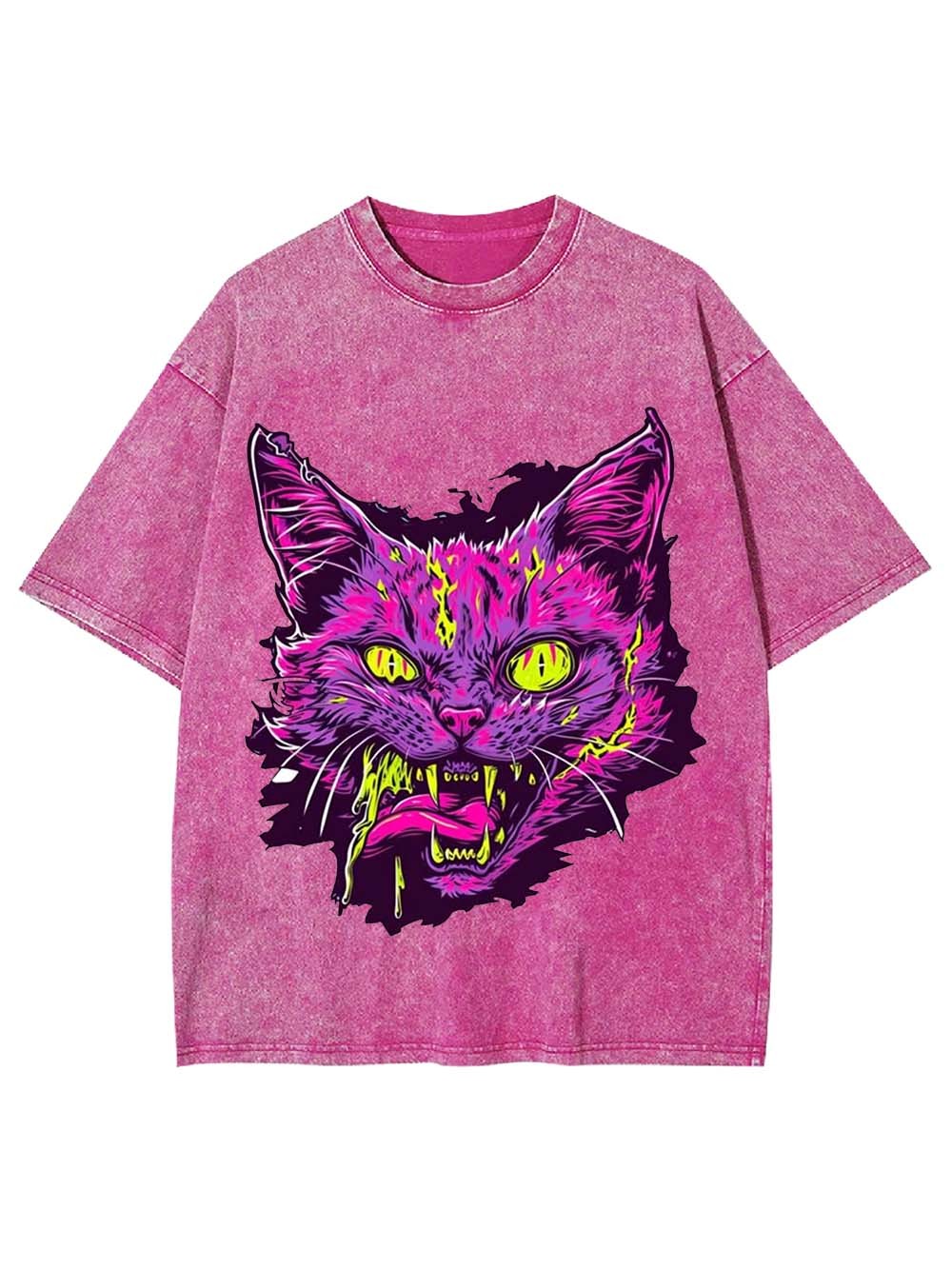 Neon Fury Cat Washed Tshirt