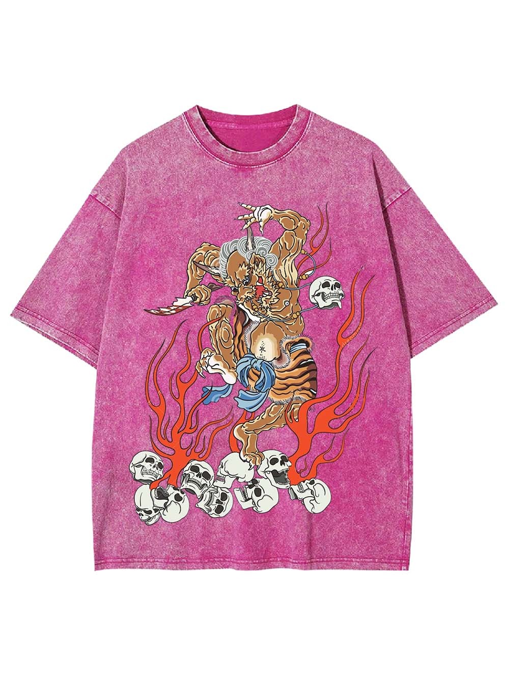 Fiery Demon Warrior Washed Tshirt