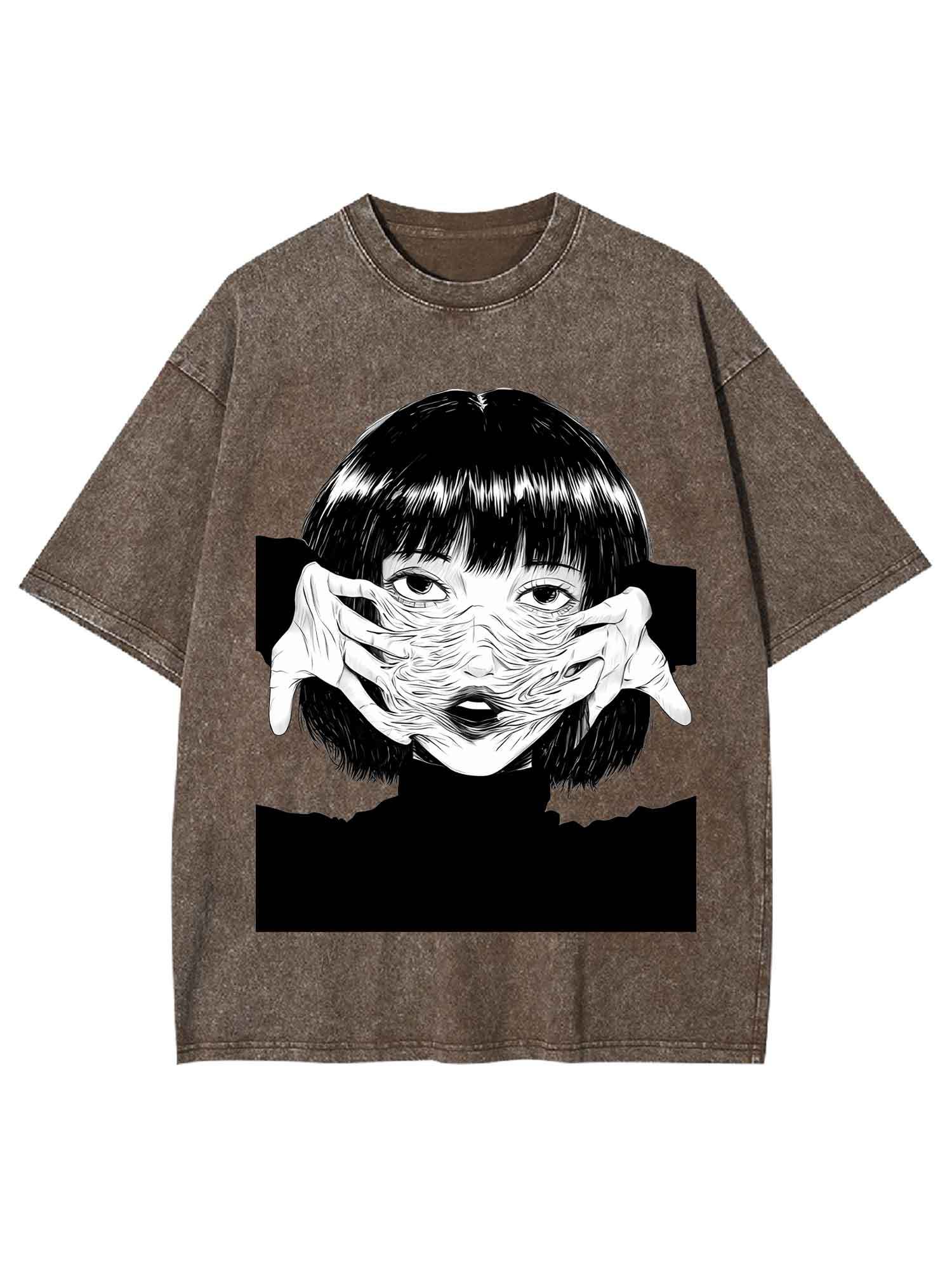 Human Skin Mask Washed Tshirt