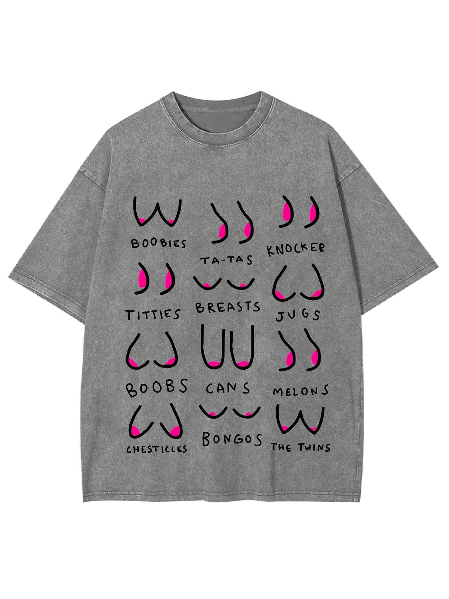 Breasts Slang Washed Tshirt