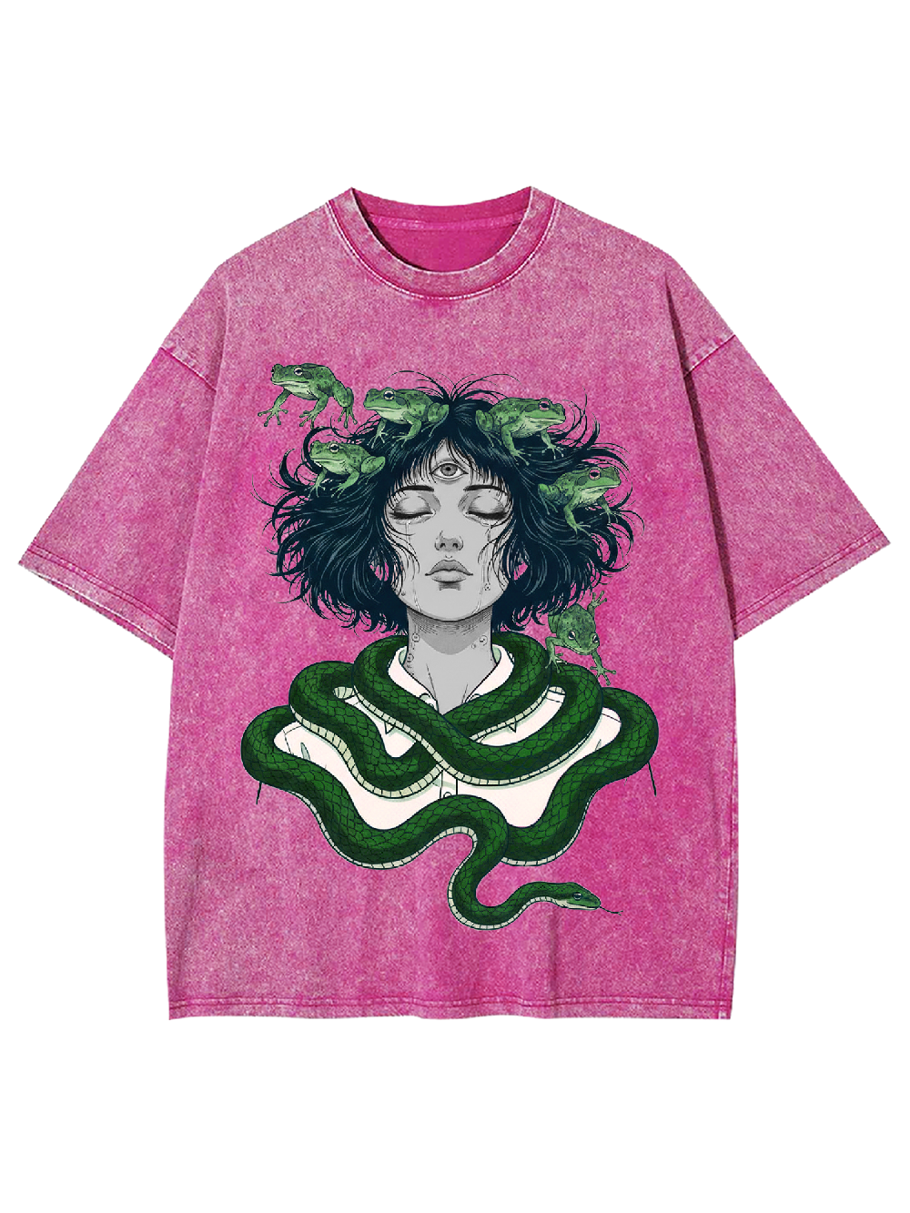 Serpent-Frog Girl Washed Tshirt