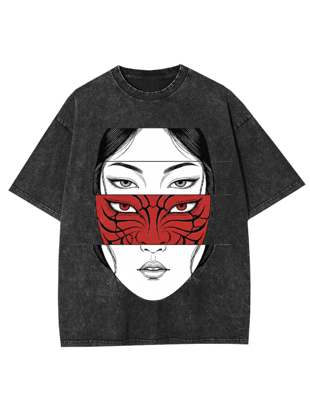 Crimson Mask Illusion Washed Tshirt