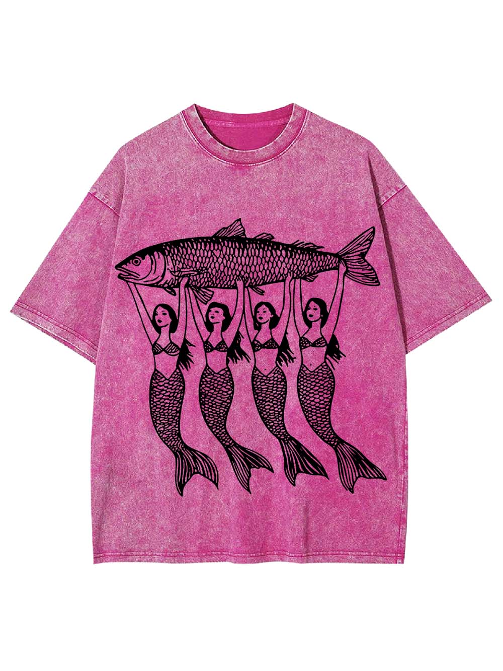 Mermaids Lifting a Fish Washed Tshirt