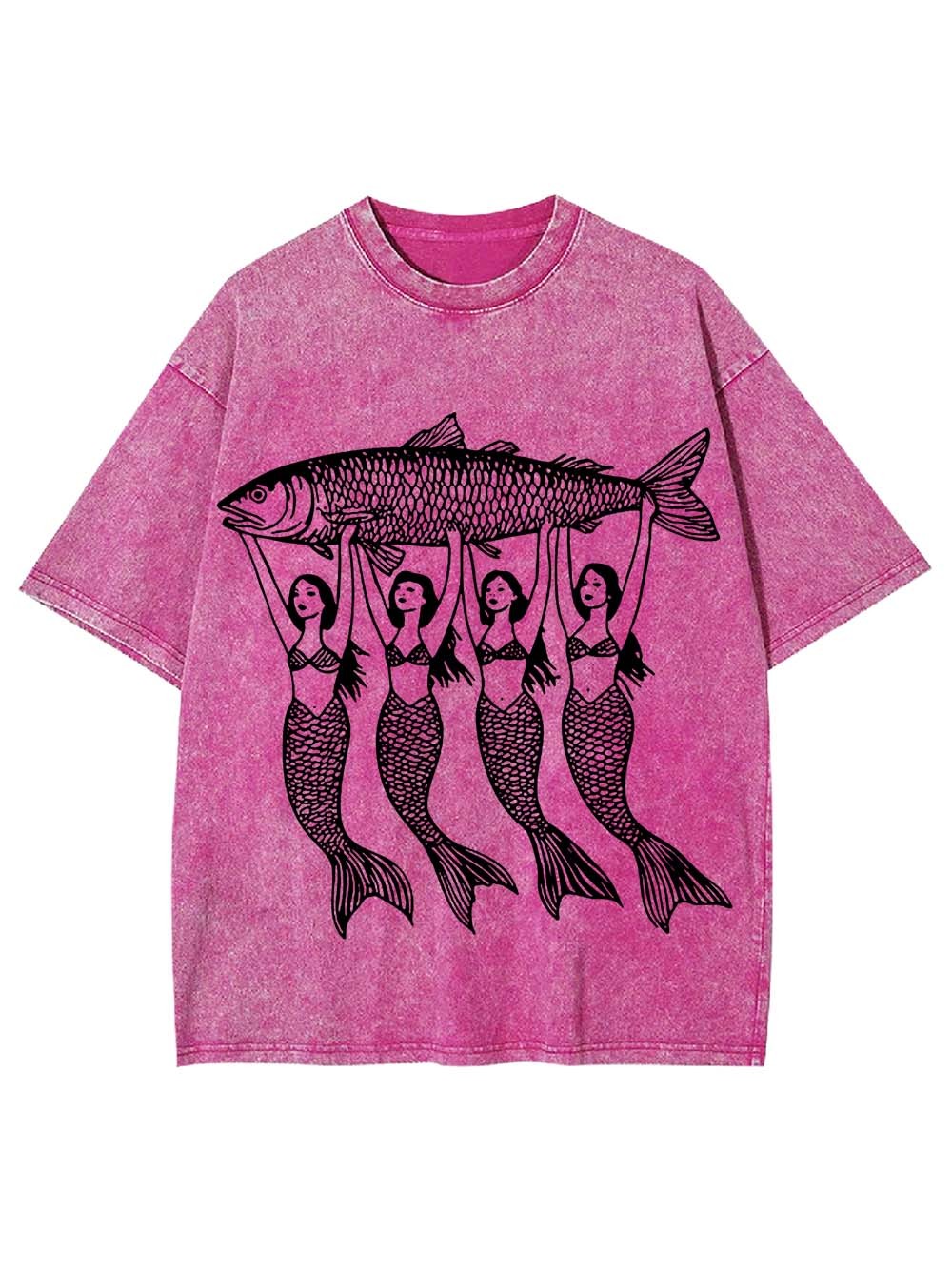 Mermaids Lifting a Fish Washed Tshirt