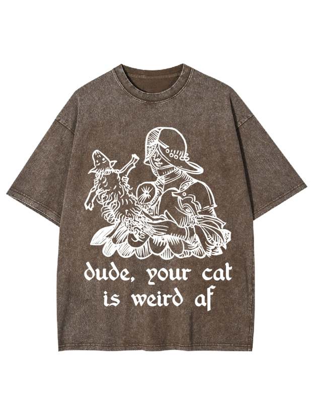 Dude, Your Cat Is Weird Af Washed Tshirt